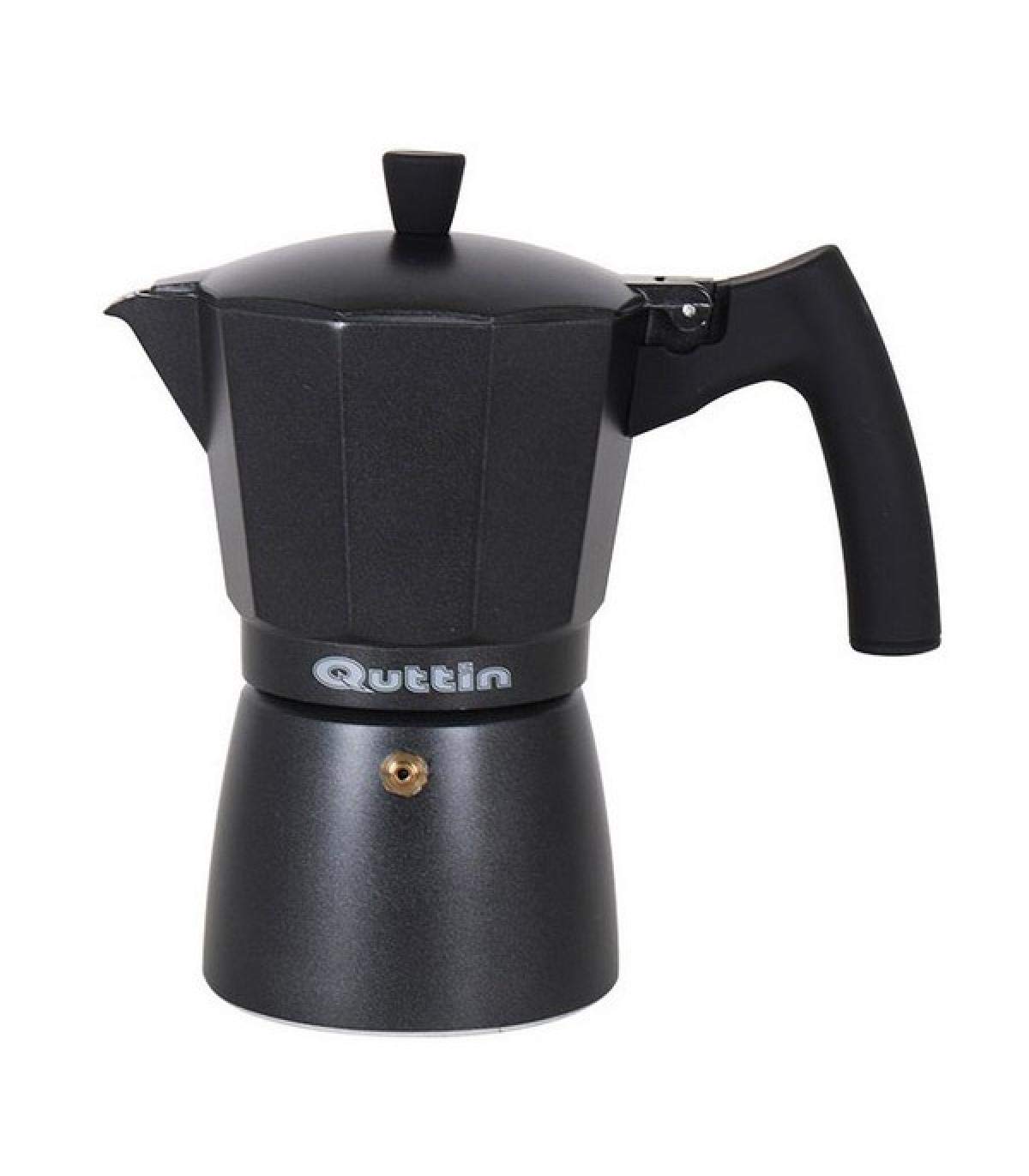 Italian Stovetop Coffee Maker - QUTTIN DARKBLACK Induction Compatible Espresso Pot (12 Cups) for Home, Office & Camping Use