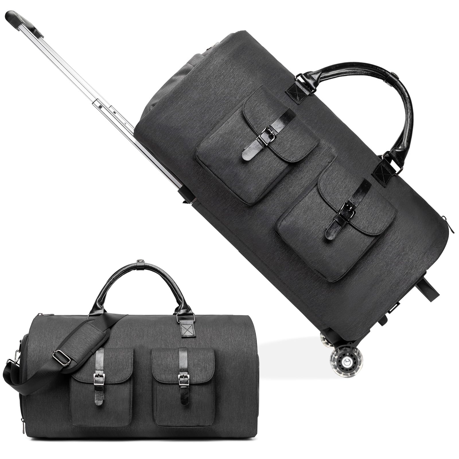 Convertible Rolling Duffle Carry On Luggage with Wheels - Travel Garment Bag for Women & Men, Large Hanging Suitcase for Business Trips & Weekend Getaways | Perfect for Air Travel, Business Meetings & Vacation Packing