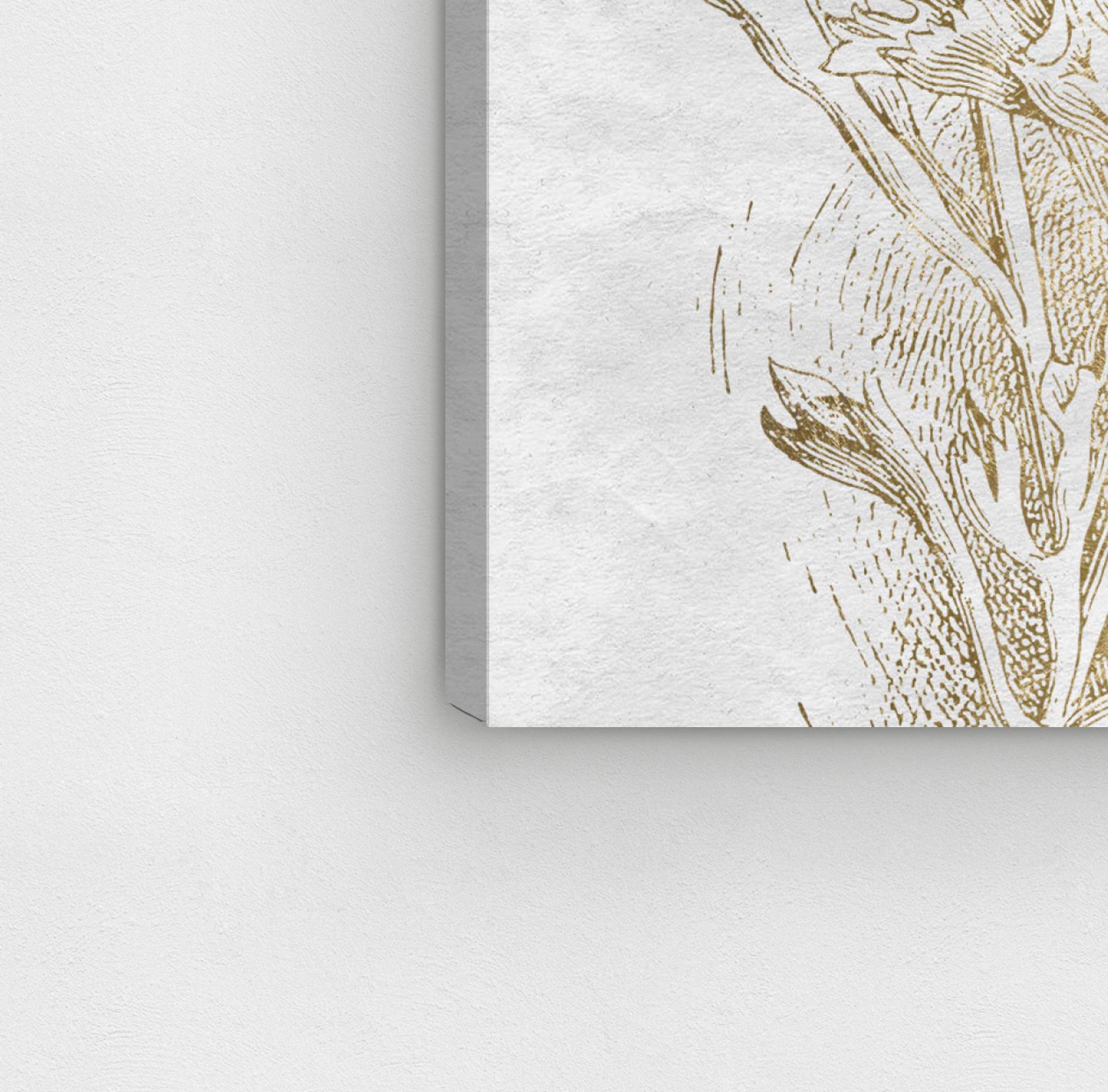 Oliver Gal Artist Co. Floral Wall Art Canvas Print - Dahlia Sketch Home Decor 16x24 Inches Gold & White - Perfect for Living Room, Bedroom & Office Decor