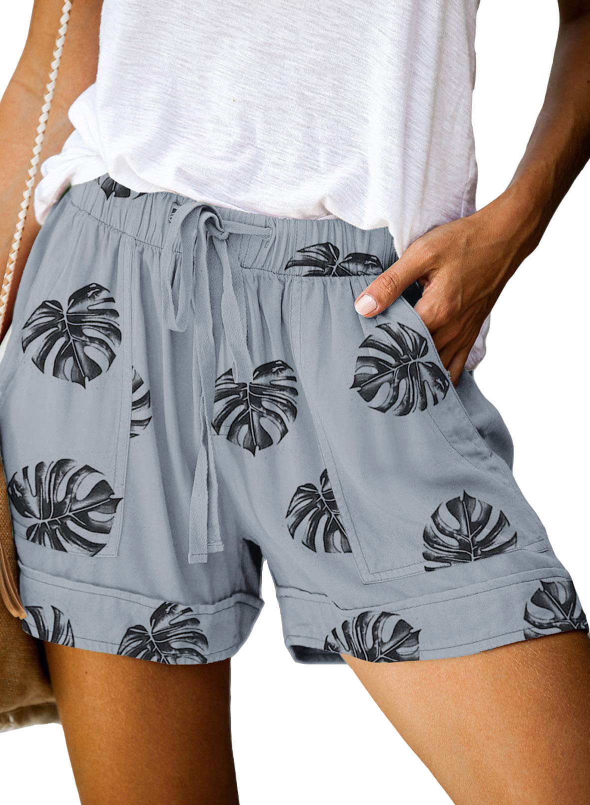 QACOHU Women's Summer Shorts 2023 - Casual Comfort Stretch Elastic Waist Drawstring Shorts with Pockets - Lightweight Beach Shorts for Vacation, Yoga & Outdoor Activities