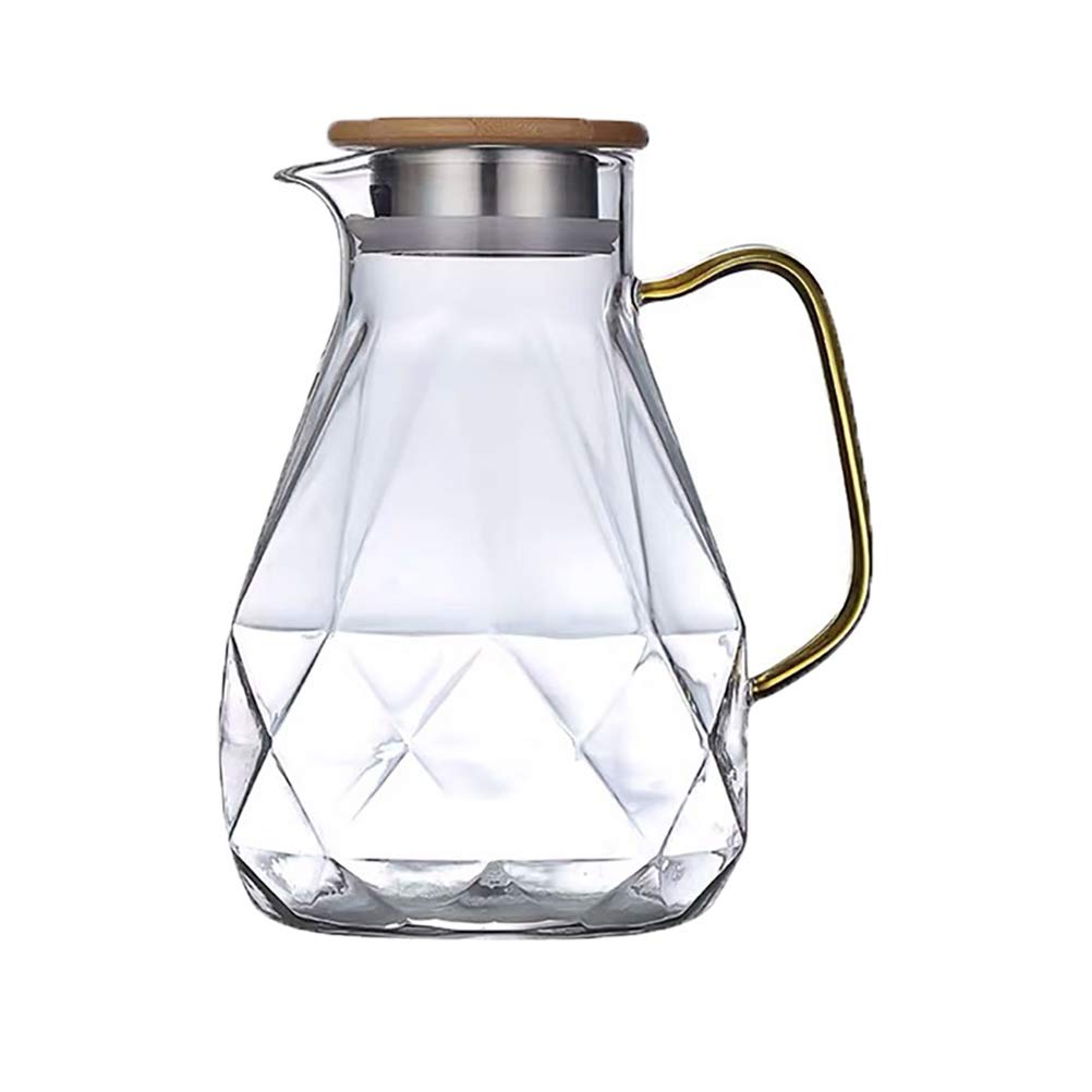 DOITOOL Premium Glass Water Pitcher - 2L BPA-Free Household & Office Water Pitcher with Lid & Handle for Iced Tea, Lemon Water & Beverages