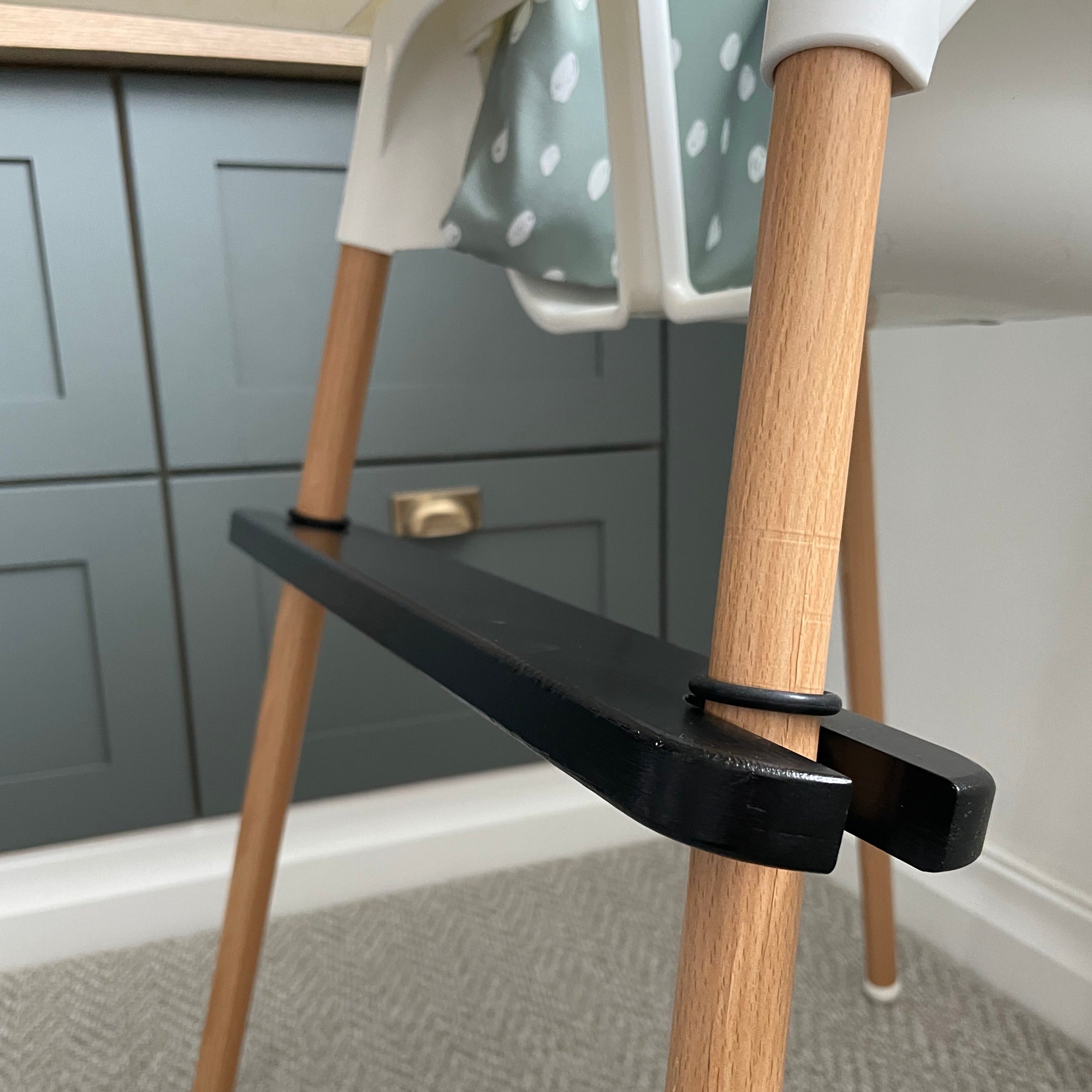 IKEA Highchair Footrest - Adjustable Black Wood Foot Rest for Baby Feeding Chair - Perfect for Toddler Mealtime Safety & Comfort