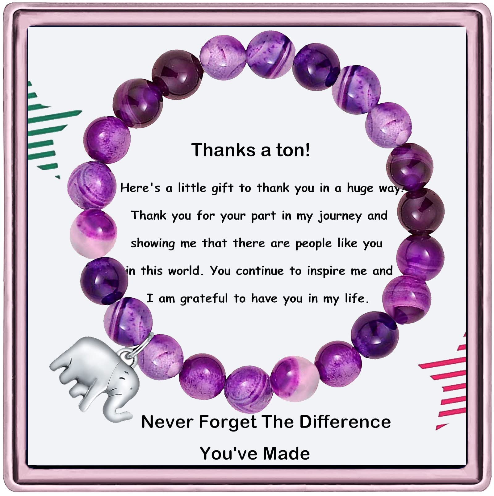 Lucky Elephant Bracelet - Farewell Gift for Women, Coworker, Teacher | Thank You Jewelry for Appreciation & Goodbye