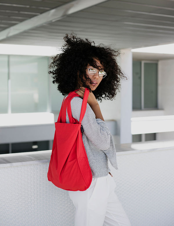 Eco-Friendly Reusable Tote Bag - Bright Red Cotton Shopping Bag with Reinforced Handles | Perfect for Grocery Shopping, Beach Trips & Farmers Market