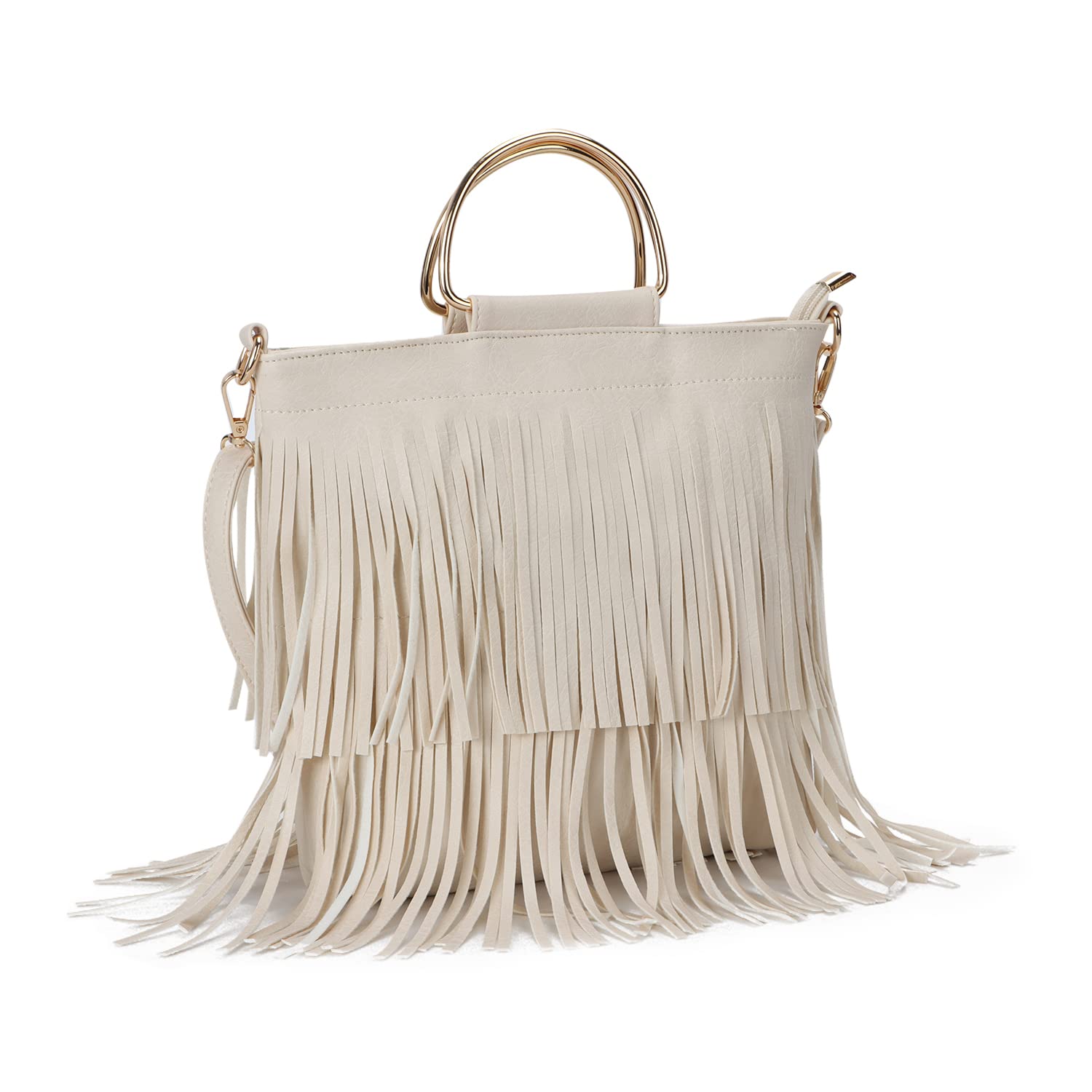 EVEOUT Women's PU Leather Tassel Crossbody Shoulder Bag - Fashion Fringe Handbag for Casual Outings, Parties & Date Nights