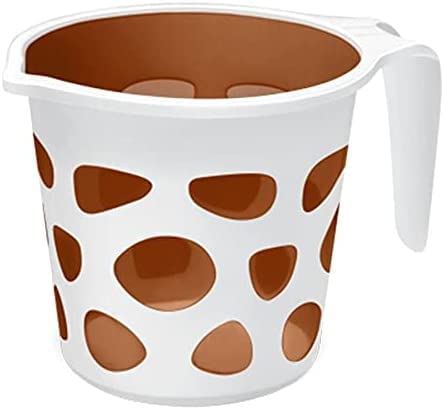 Premium BPA-Free Plastic Bath Mug - 50oz Brown Designer Bathroom Accessory for Camping, Travel & Home Use - Durable Water Cup for Shower, Outdoor & Daily Hydration