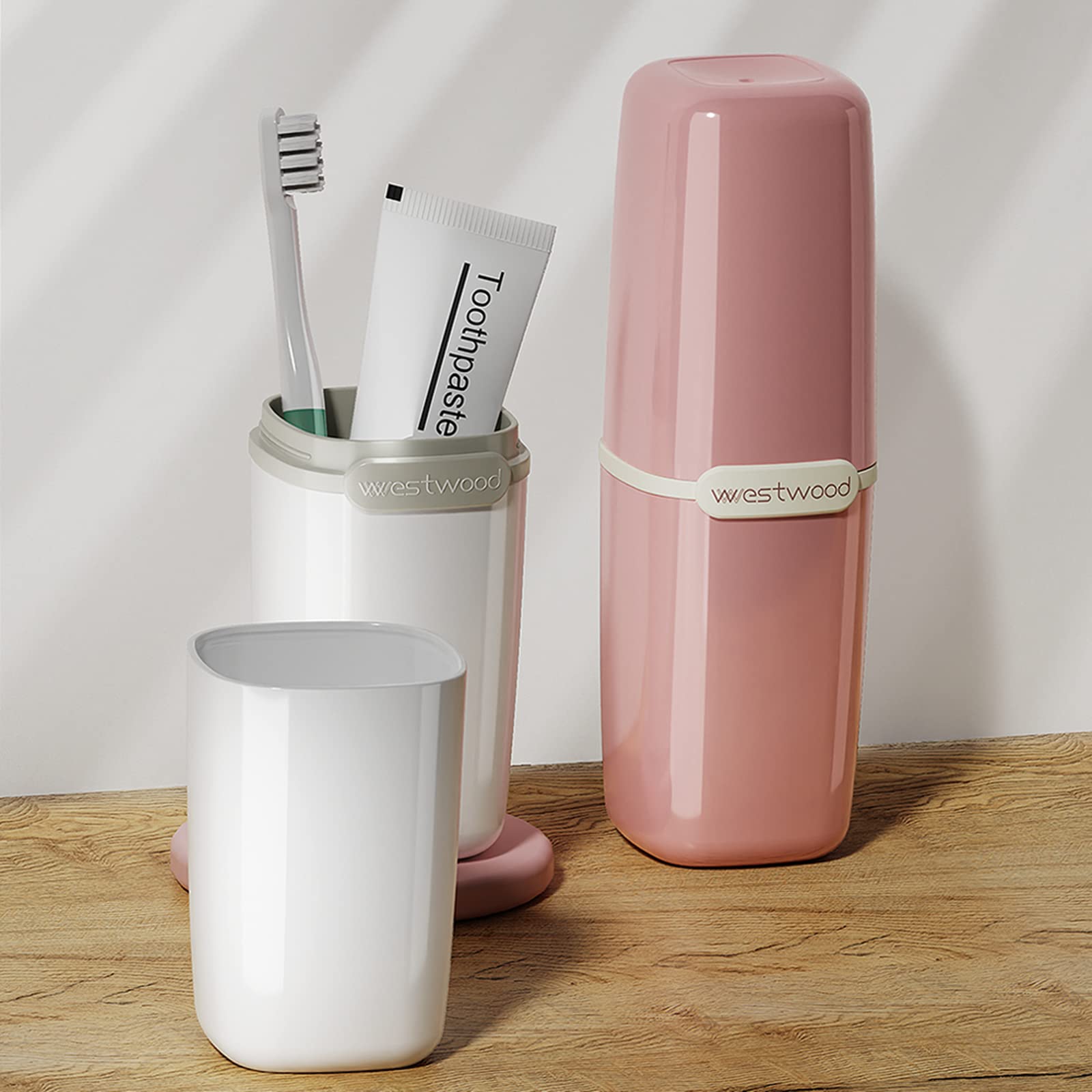 White Plastic Travel Toothbrush Holder with Cover - Portable Toothbrush Case for Camping, School & Business Trips | Compact Bathroom Storage Container for Home & Travel Use