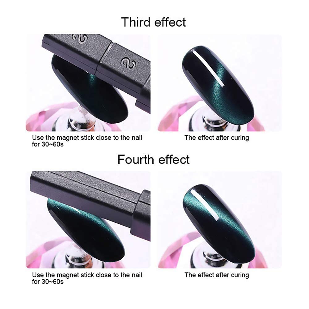 Gleevia 2Pcs Acrylic 3D Cat Eye Nail Art Magnetic Wand - Double Head Magnet Pen for UV Gel Nail Polish - DIY Manicure Tools & Accessories - Perfect for Salon, Home Nail Art & Professional Nail Designs