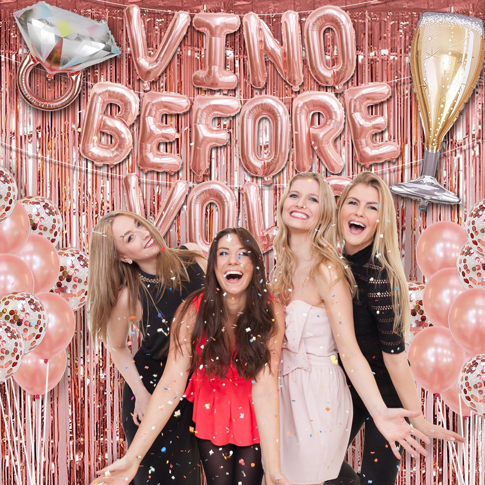 Bachelorette Party Decorations Kit - Bridal Shower Balloons, Veil & Naughty Decor Supplies for Bride-to-Be | Perfect for Vino Before Vows Theme & Girls' Night Celebrations