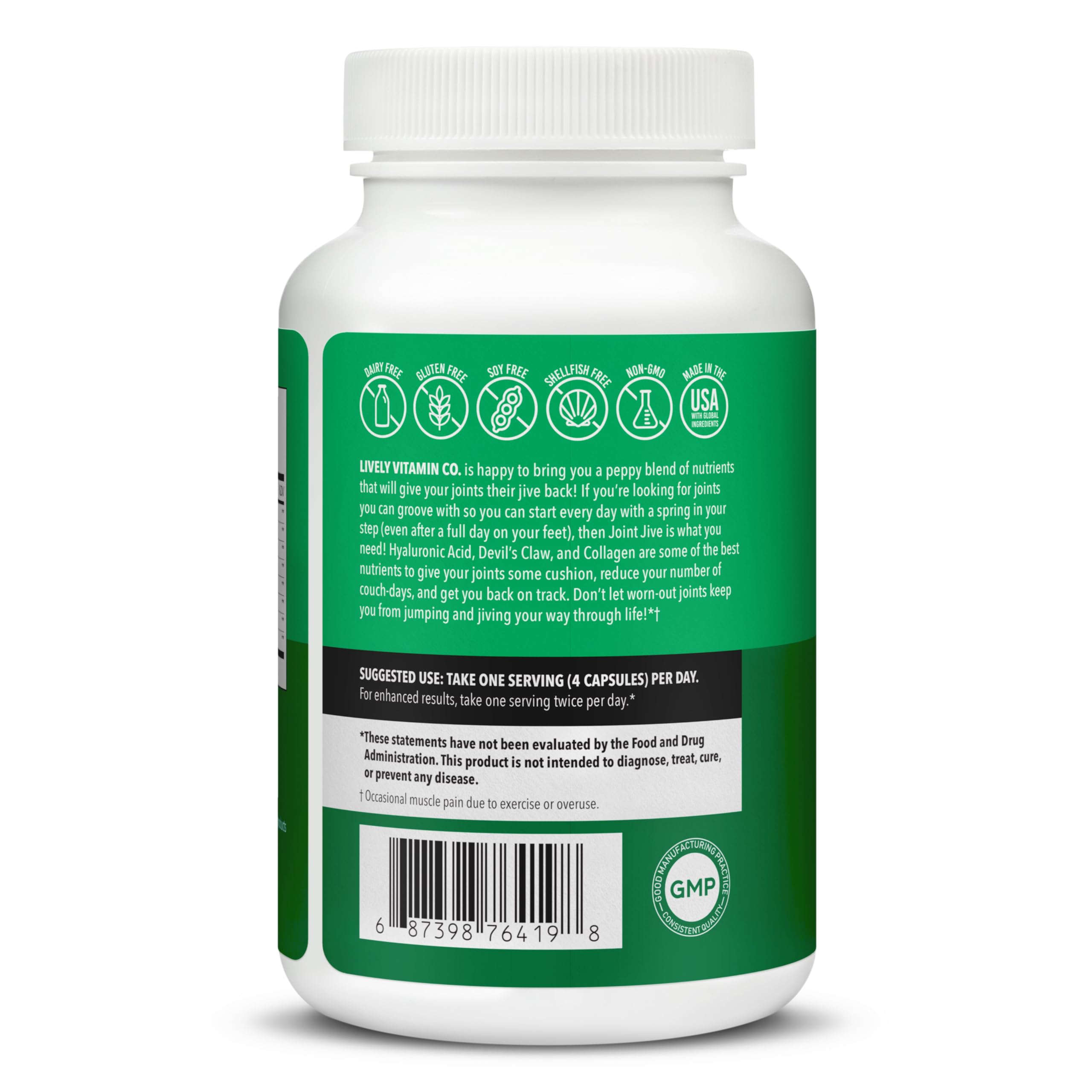 LIVELY VITAMIN CO. Joint Jive - Advanced Joint Support Supplement with Collagen, Glucosamine, MSM, Quercetin & Chondroitin - Shellfish-Free Formula for Knee, Ankle, Neck, Shoulder & Back Pain Relief - 240 Capsules - Ideal for Active Lifestyles & Arthritis Support