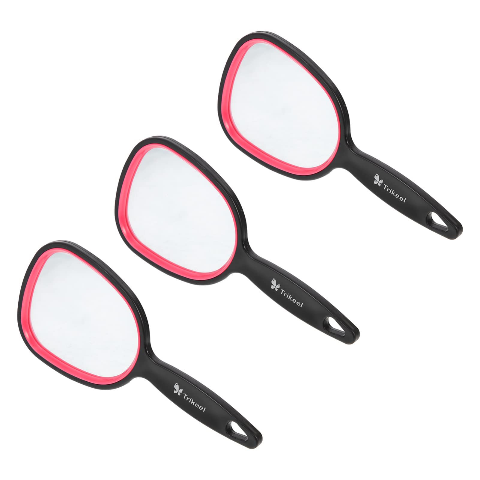 Black Handheld Mirror - 3 Pack Travel Makeup Mirror with Handle, Portable Vanity Mirror for Home & Salon Use | Perfect for Cosmetics, Hair Styling & On-the-Go Touch Ups (Black)