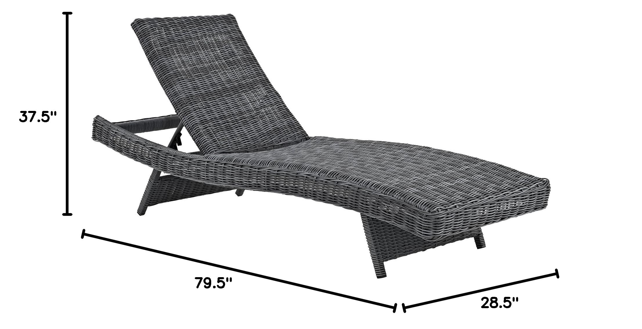 Modway Summon Wicker Rattan Chaise Lounge Chair - Outdoor Patio Furniture with Sunbrella® Fabric in Canvas Tuscan - Perfect for Poolside, Garden & Backyard Relaxation