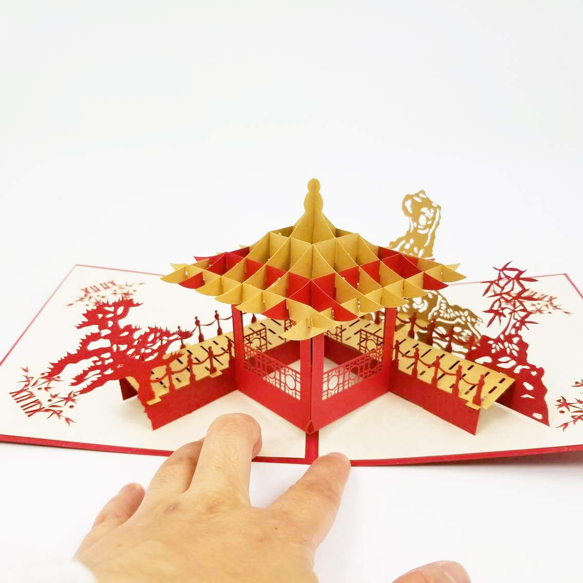 Asian Pavilion Pop Up Greeting Card for Birthday, Wedding & Special Occasions