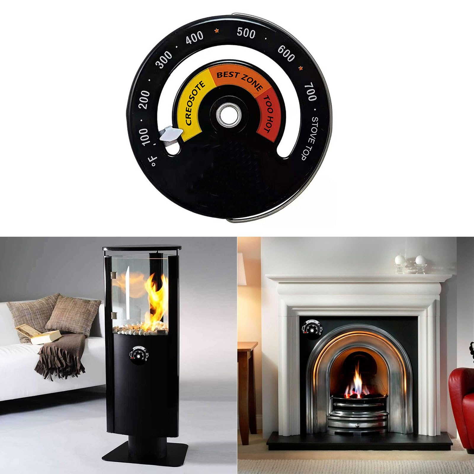 Magnetic Stove Thermometer - High Accuracy Wood Stove Pipe Thermometer Gauge for Fireplace, Chimney, Oven & Wood Burning Stoves - Monitor Temperature for Safety & Efficiency in Camping, Heating & Cooking