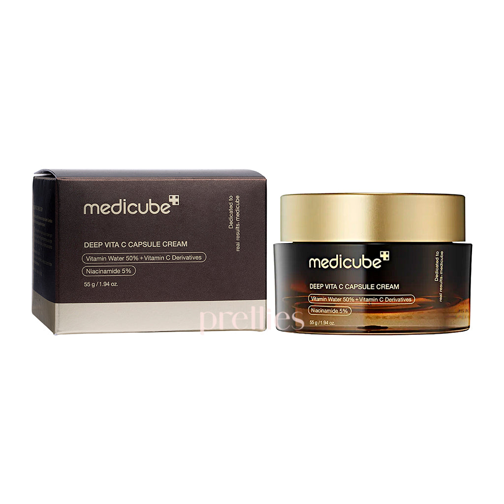 Medicube Deep Vita C Capsule Cream 55g - Vitamin C Brightening & Anti-Aging Face Moisturizer for Glowing Skin | Perfect for Daily Skincare Routine & Nighttime Hydration