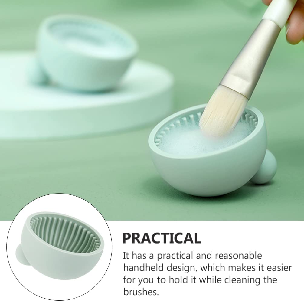 Professional Silicone Makeup Brush Cleaning Mat - Cosmetic Brush Cleaner Pad with Scrubber for Makeup Brushes, Sponges & Powder Puffs | Light Green Makeup Brush Cleaning Bowl for Easy Face & Beauty Tool Cleaning | Perfect for Home & Salon Use