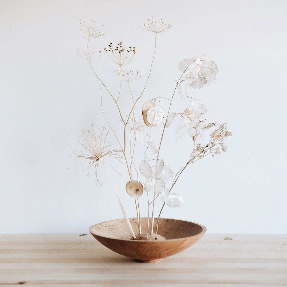 Handmade Wooden Dried Flower Bowl - Natural Home Decor for Centerpieces, Wedding Decorations & Rustic Table Settings