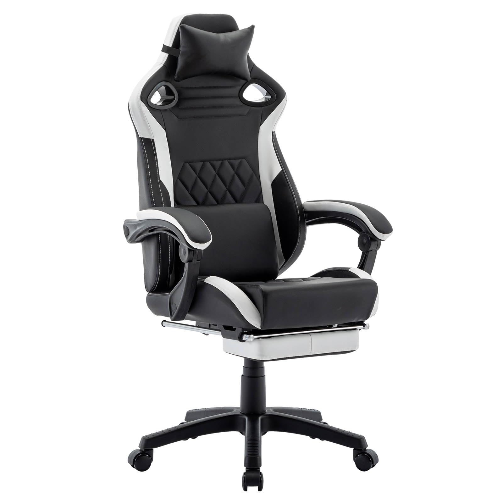 Ergonomic Gaming & Office Chair - High Back Computer Desk Chair with Adjustable Headrest & Lumbar Support - Leather Racing Style Executive Swivel Task Chair for Home & Work (Black) ABB101 - Perfect for Gamers, Remote Workers & Home Office Setup