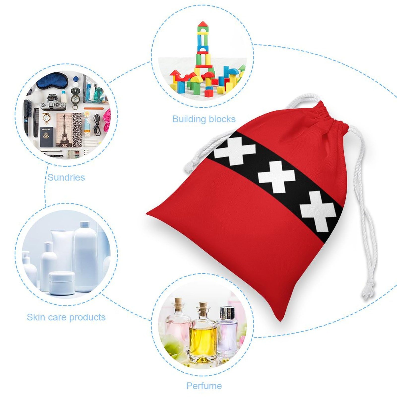 Dutch Flag Themed Cute Muslin Drawstring Bags - Reusable Small Gift Pouches for Party Favors, Wedding Gifts & Travel Storage | Netherlands Inspired Eco-Friendly Fabric Gift Bags