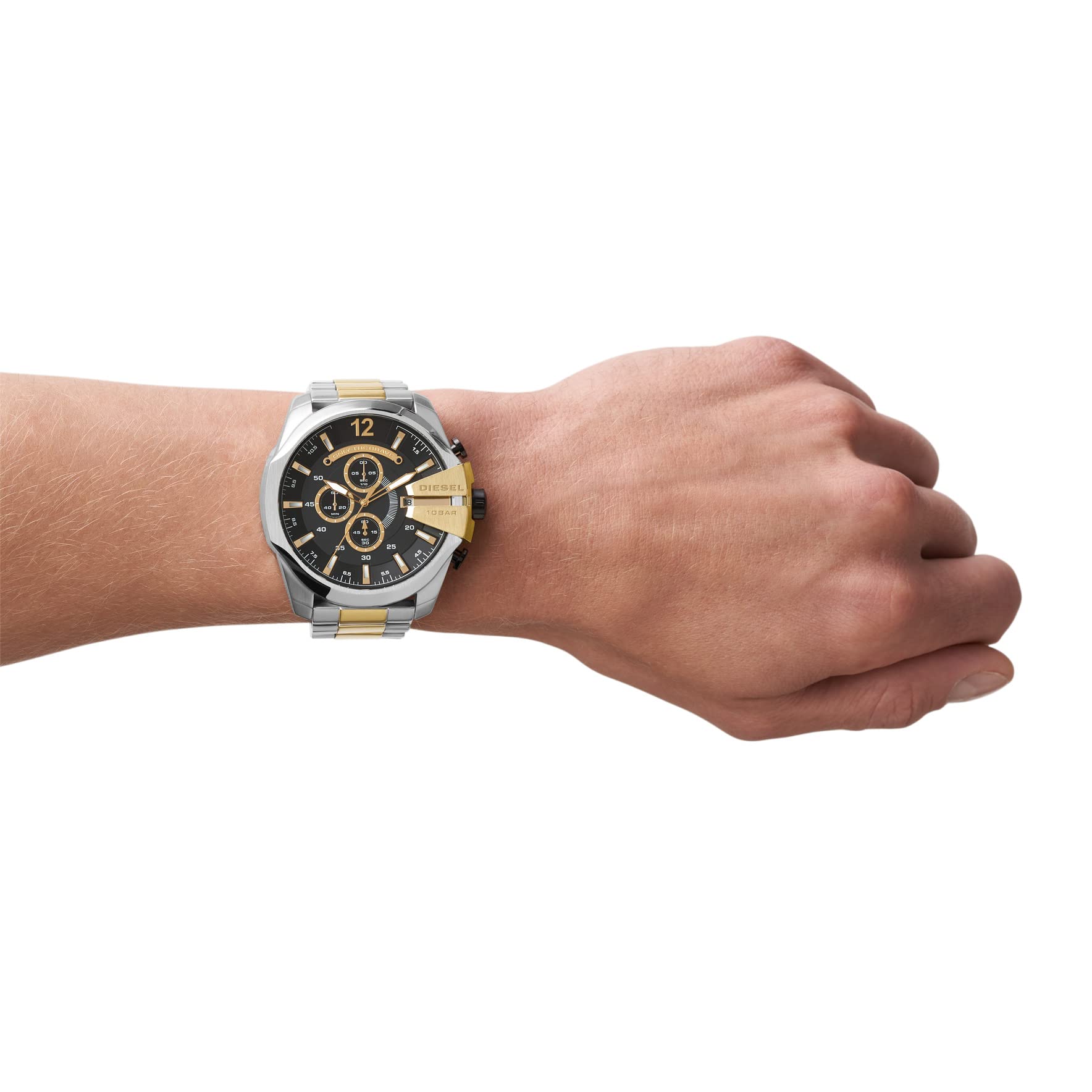 Diesel Mega Chief Men's Stainless Steel Watch - Analog & Digital Display - Water Resistant, Durable for Everyday Wear, Work & Outdoor Activities