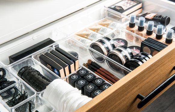 20-Piece Clear Plastic Drawer Organizer Trays Set - Stackable Storage Bins for Kitchen, Office, Bathroom & Craft Supplies Organization
