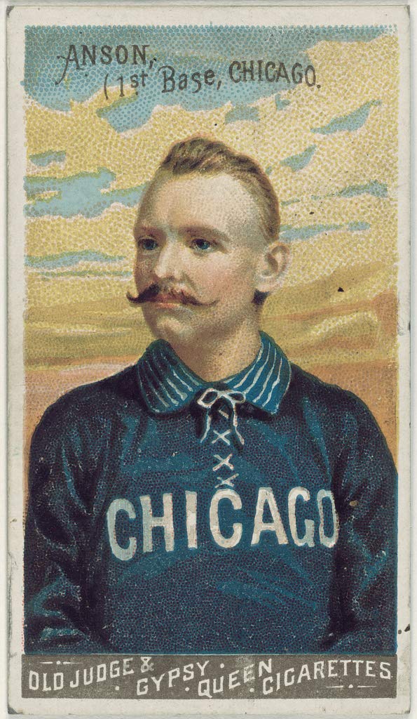 Vintage Cap Anson Chicago White Stockings Baseball Card Portrait Canvas Wall Art - 20x30 Inch Sports Memorabilia Decor for Man Cave, Sports Bar & Baseball Fan Gifts