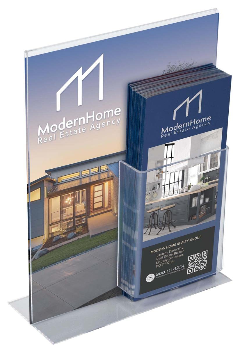12-Pack Clear Acrylic Sign Holders for 8.5 x 11 Inch Documents - Countertop Brochure Display Frames for Retail, Restaurants & Offices