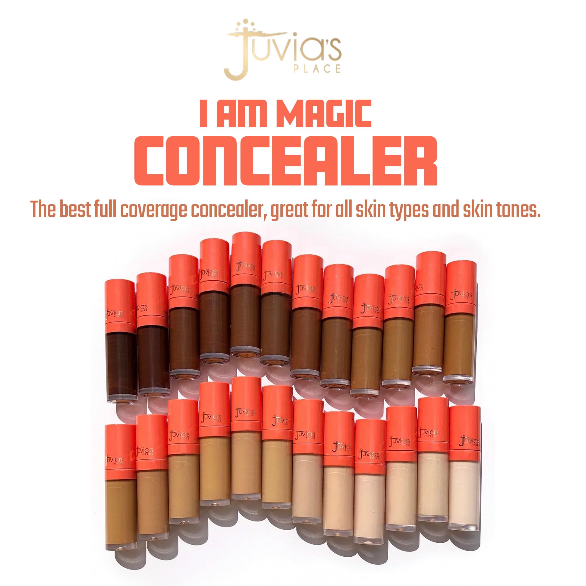 Juvia's Place I Am Magic Liquid Concealer - J10 Dark Cool Olive Undertone, 0.34 fl oz | Full Coverage, Hydrating, Waterproof & Long-Wear Concealer for Dark Skin Tones | Perfect for Contouring, Highlighting & Under Eye Brightening