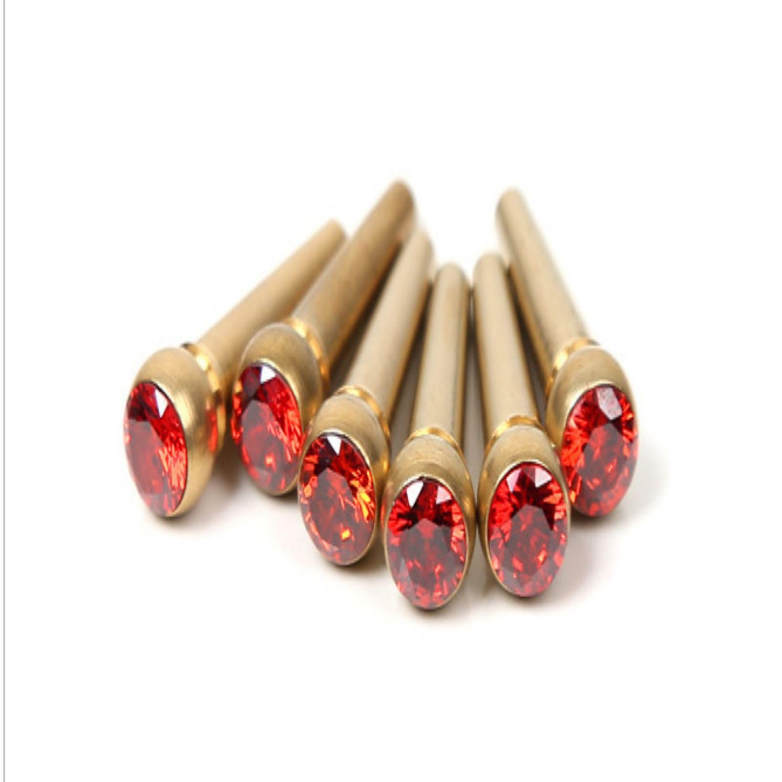 Premium Brass Guitar Bridge Pins - Acoustic Guitar String Pegs & Fixed Cones Replacement Set for Folk Guitars (Chicken Blood Red) | Durable Guitar Accessories for String Changing & Maintenance