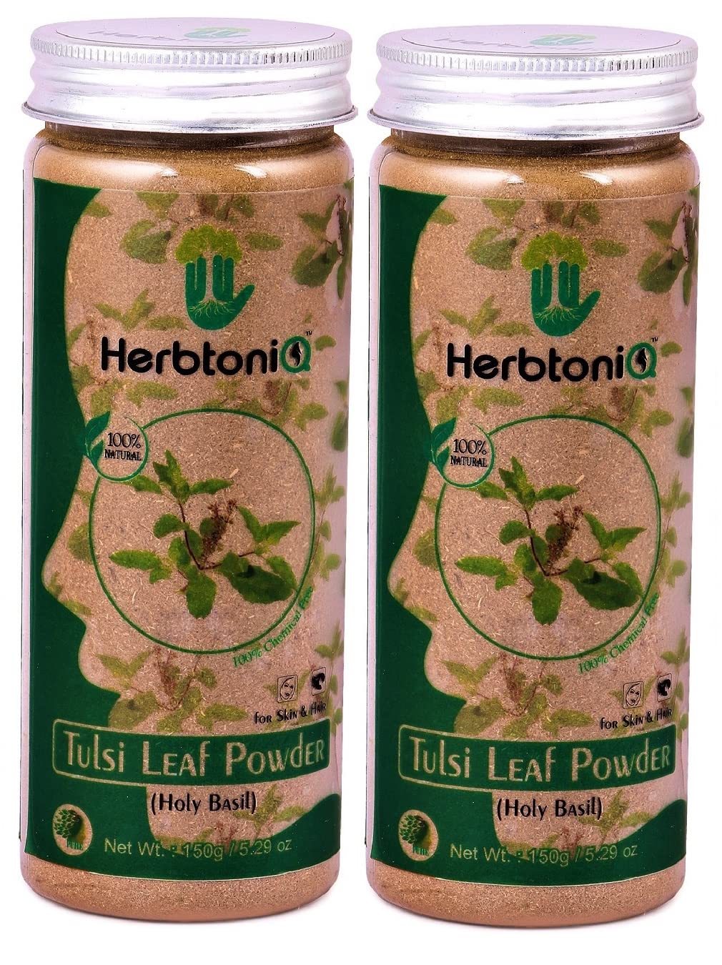 Organic Tulsi Leaf Powder (Holy Basil) - 100% Natural, USDA Certified, 150g (Pack of 2) for Skin Care, Face Mask & Hair Treatment - Herbal Supplement for Stress Relief & Immunity Boost