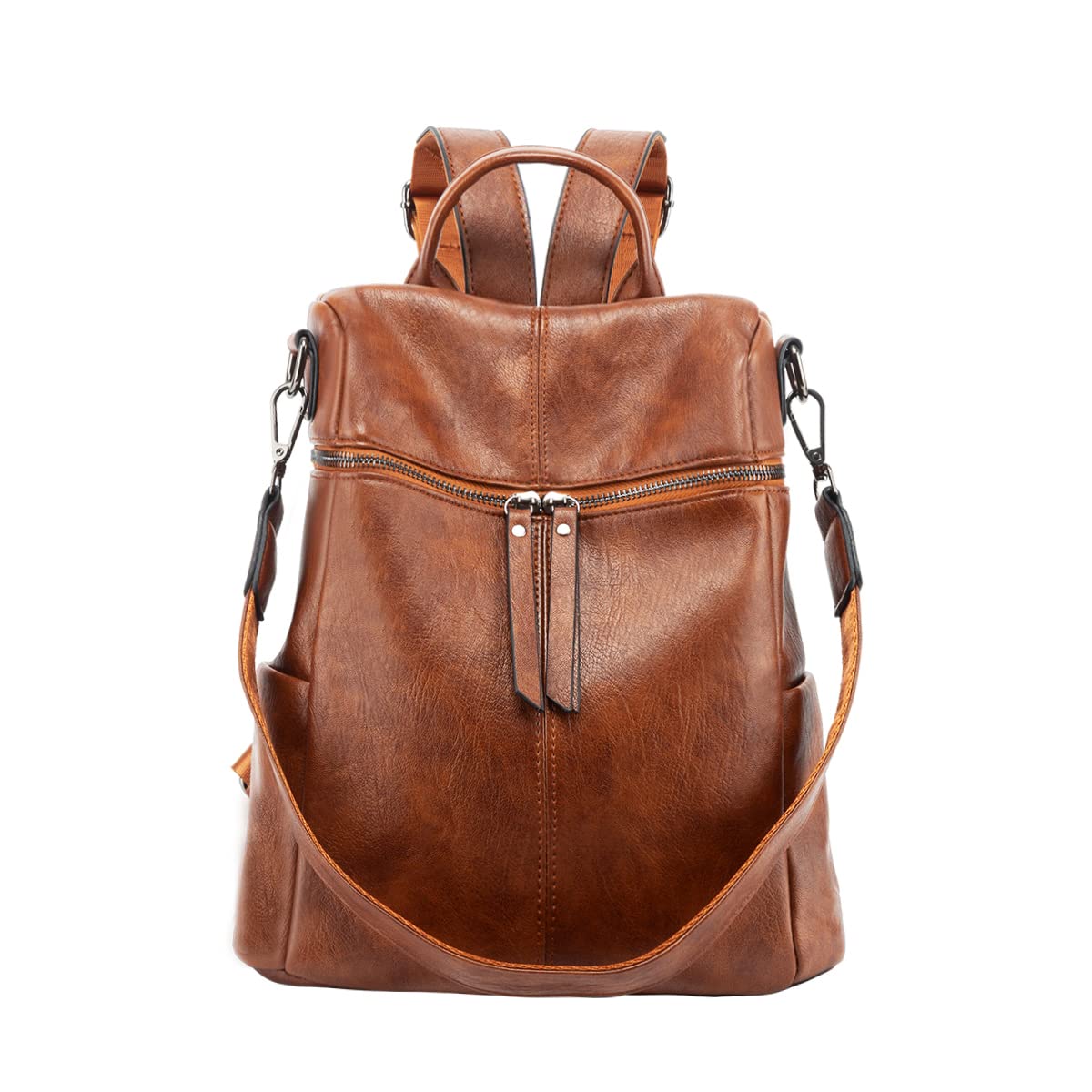 Leathario Women's Vintage PU Leather Backpack - Waterproof Laptop Daypack for School, College, Travel & Shopping - Adjustable Straps, Elegant Rucksack Purse for Girls & Ladies - Perfect for Work, Commuting & Daily Use