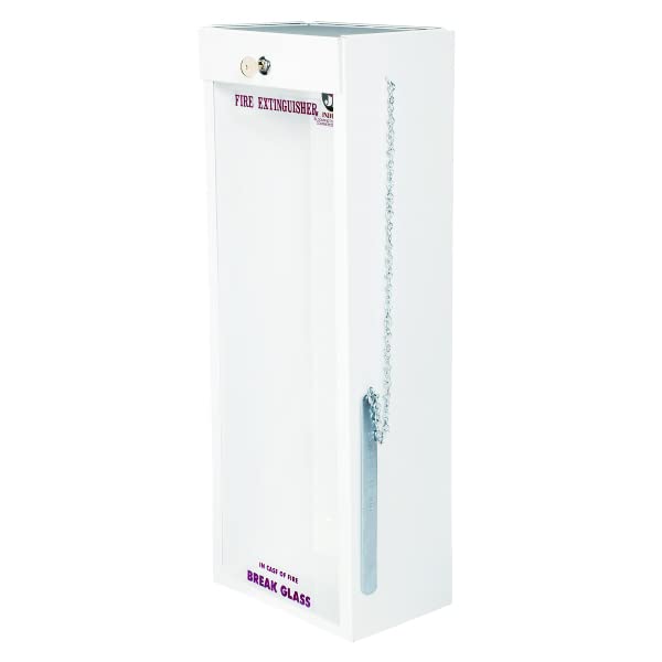 (2 Pack) 5 Lb Metal Fire Extinguisher Cabinets - Heavy Duty White Steel Wall Mount for 5 Lb Fire Extinguishers - Perfect for Home, Office, Garage & Commercial Use
