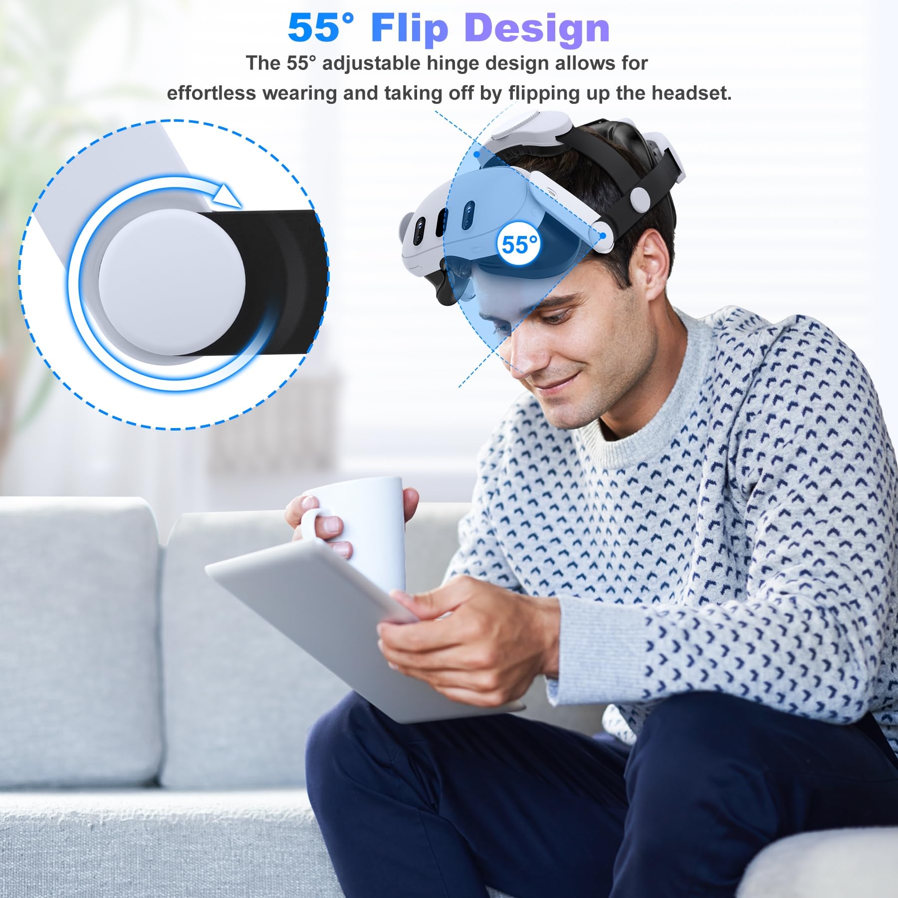 Meta Quest 3S/Quest 3/Quest 2 Comfort Head Strap - Adjustable VR Headset Accessory with Double Knobs for Enhanced Support & Pressure Relief | Perfect for Extended Gaming, VR Fitness & Immersive Experiences