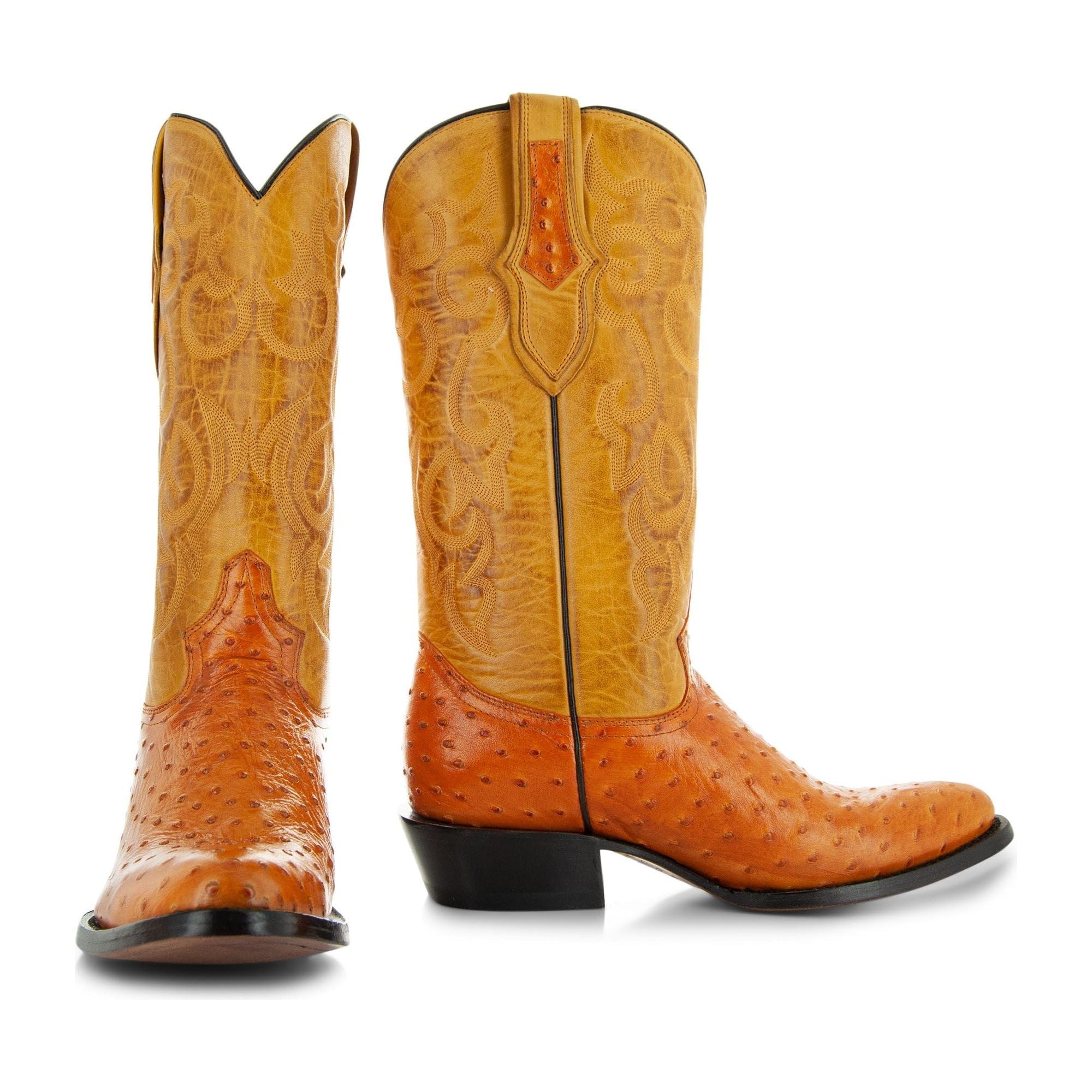 Men's Ostrich Print Cowboy Boots H7002 - Genuine Leather Western Boots for Men | Comfortable & Stylish for Rodeo, Country Dance & Casual Wear