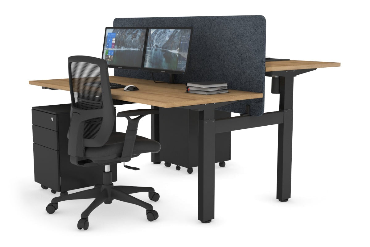Adjustable 2-Person H Bench Workstation - Black Frame [1400L x 700W] for Office, Home, or Co-Working Spaces - Ergonomic Height Adjustment for Comfortable Seating