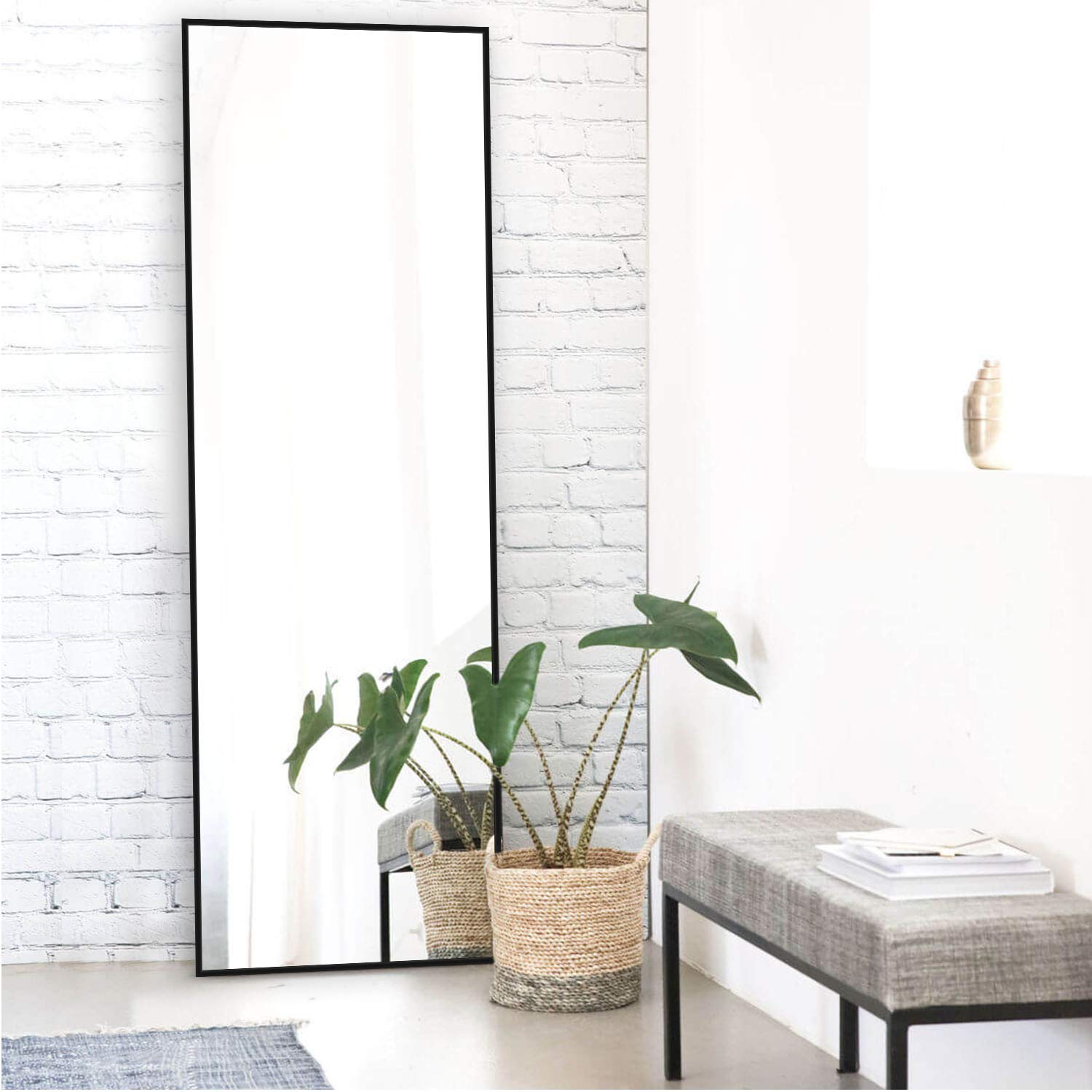 Full Length Mirror with Stand - MIRUO Large Floor & Wall Mounted Mirror for Bedroom & Dressing Room | Horizontal/Vertical Hanging/Leaning Design | Perfect for Home Decor, Outfit Checks & Selfie Background