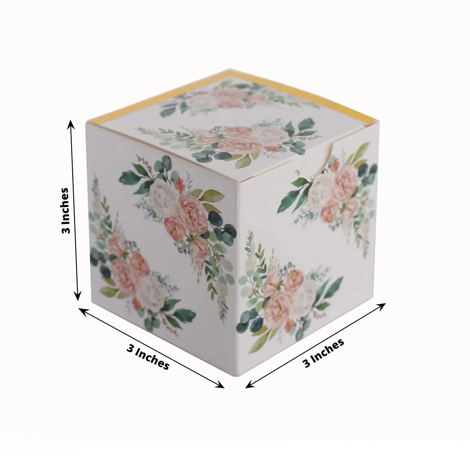 25 Pack 3x3 Inch Square Floral Printed Favor Gift Boxes - White - Perfect for Wedding Favors, Party Decorations and Small Gift Packaging