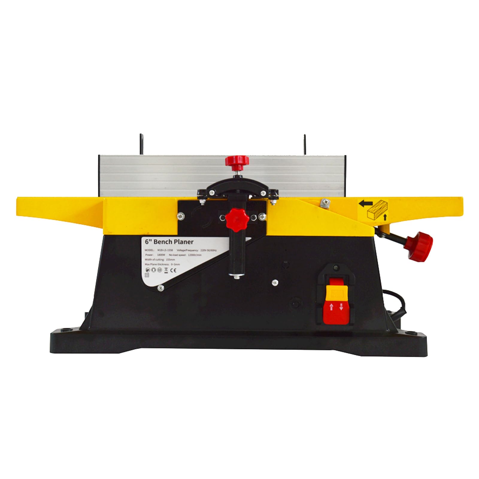 INTBUYING 6 Inch Woodworking Planer - 1800W Portable Bench Planer with 155x580mm Work Table | Low Noise & Dust | Perfect for DIY Projects, Small Workshops & Home Woodworking