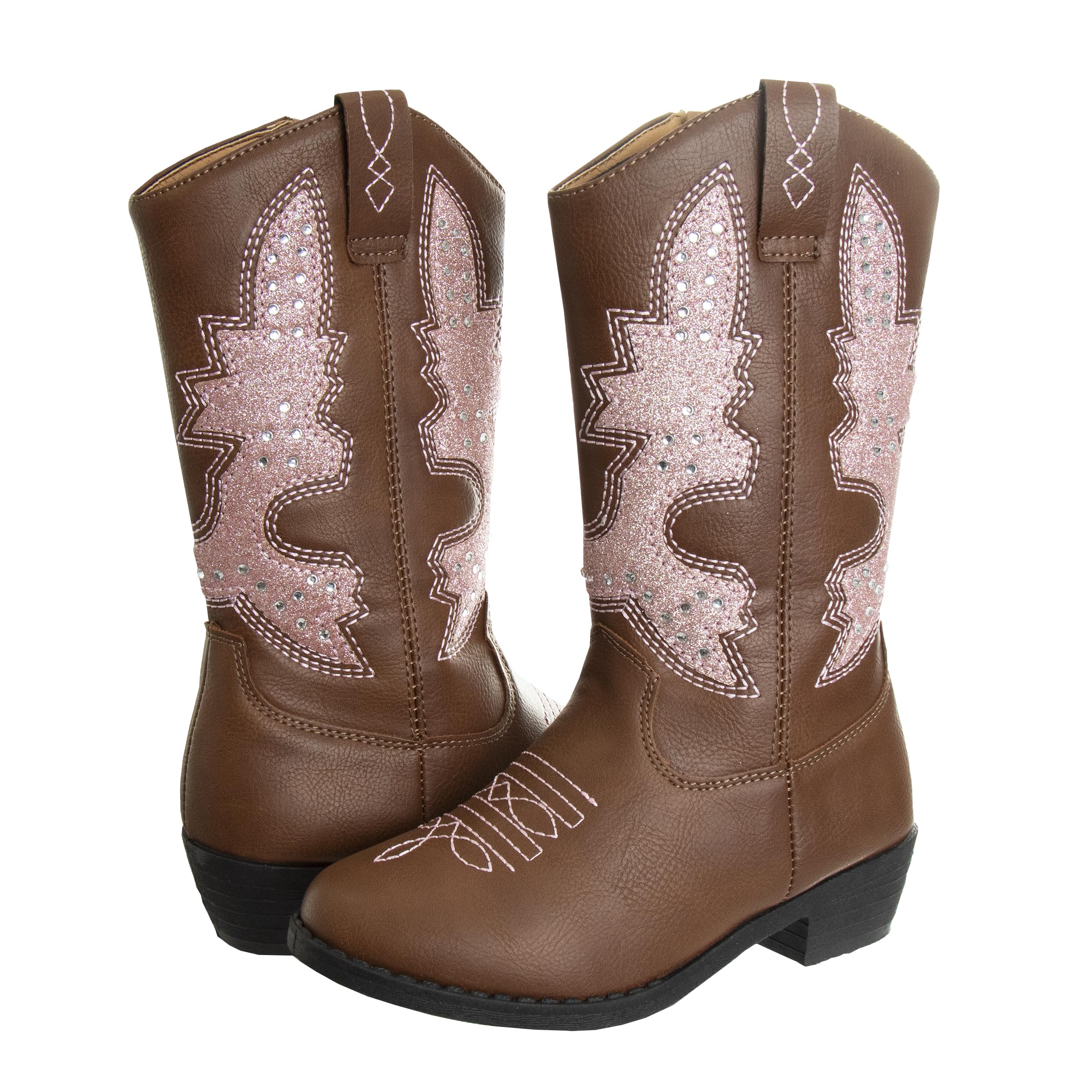 Girls Western Cowboy Boots for Toddlers & Kids - Comfortable Leather Cowgirl Booties with Non-Slip Sole | Perfect for Rodeo, Halloween Costume & Country Fashion