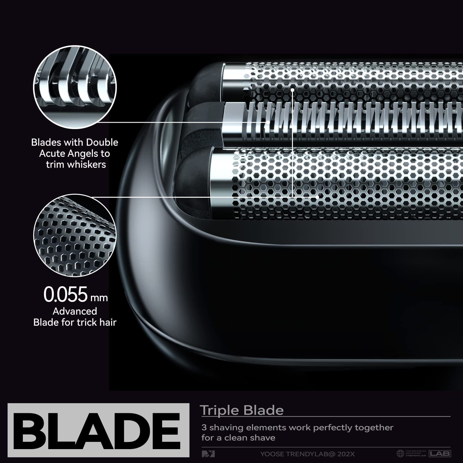 Premium yoose Electric Shaver for Men - 2-Speed Alloy Body Trimmer with Magnetic Replacement Head, IPX7 Waterproof & USB-C Charging - Perfect for Travel, Gym, and Daily Beard Grooming