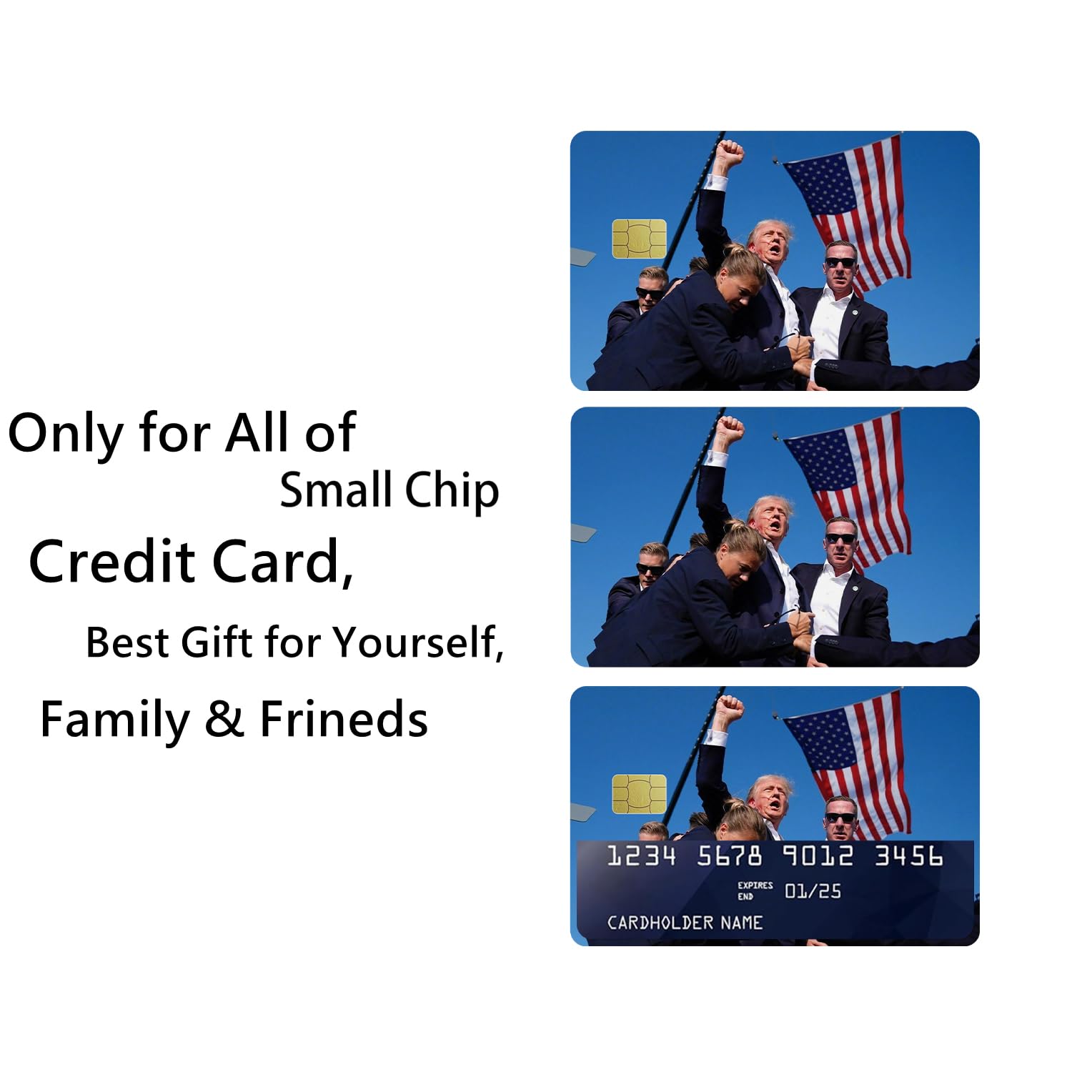 3PCS Donald Trump 2024 Rally Themed Credit Card Skins - Personalized Debit Card Covers & Stickers for Trump Supporters | Show Your Support at Political Events & Rallies