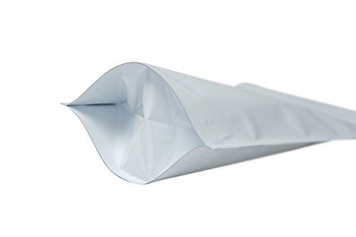 Premium White Foil Stand Up Pouch Bags - 6x9.5x3.5 Inch Resealable Food Packaging with Hang Hole & Tear Notch - Heat Sealable for Coffee, Snacks, Pet Food & Bulk Storage - 500 Pack Commercial Grade Flexible Bags