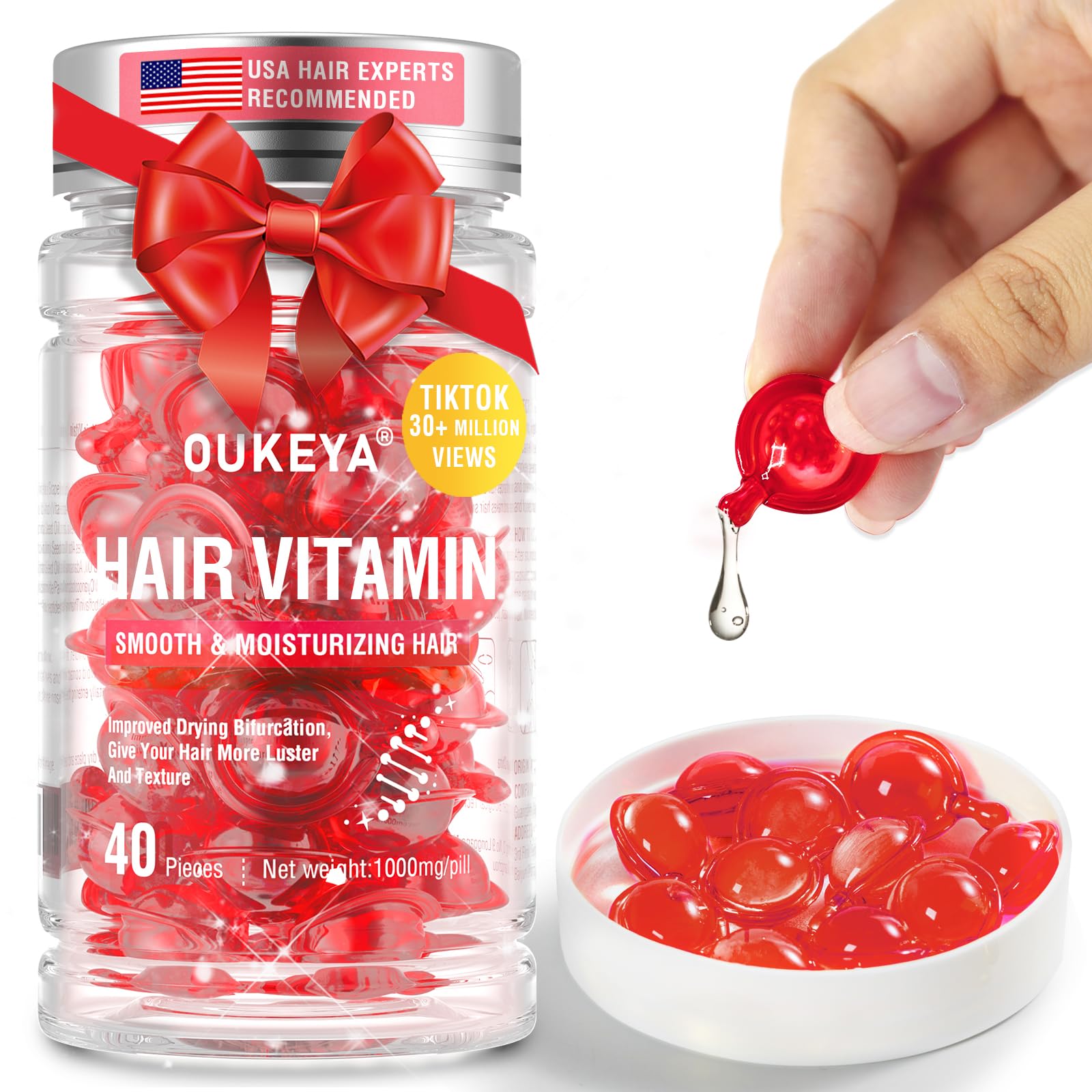 Hair Growth Vitamins Serum with Argan, Macadamia & Avocado Oils - No Rinse Leave-In Treatment with Vitamins A, C, E & Pro B5 - Repairing Hair Serum for Frizzy, Damaged Hair - Deep Conditioning Treatment for Women & Men - Perfect for Daily Hair Care, Salon-Quality Results at Home
