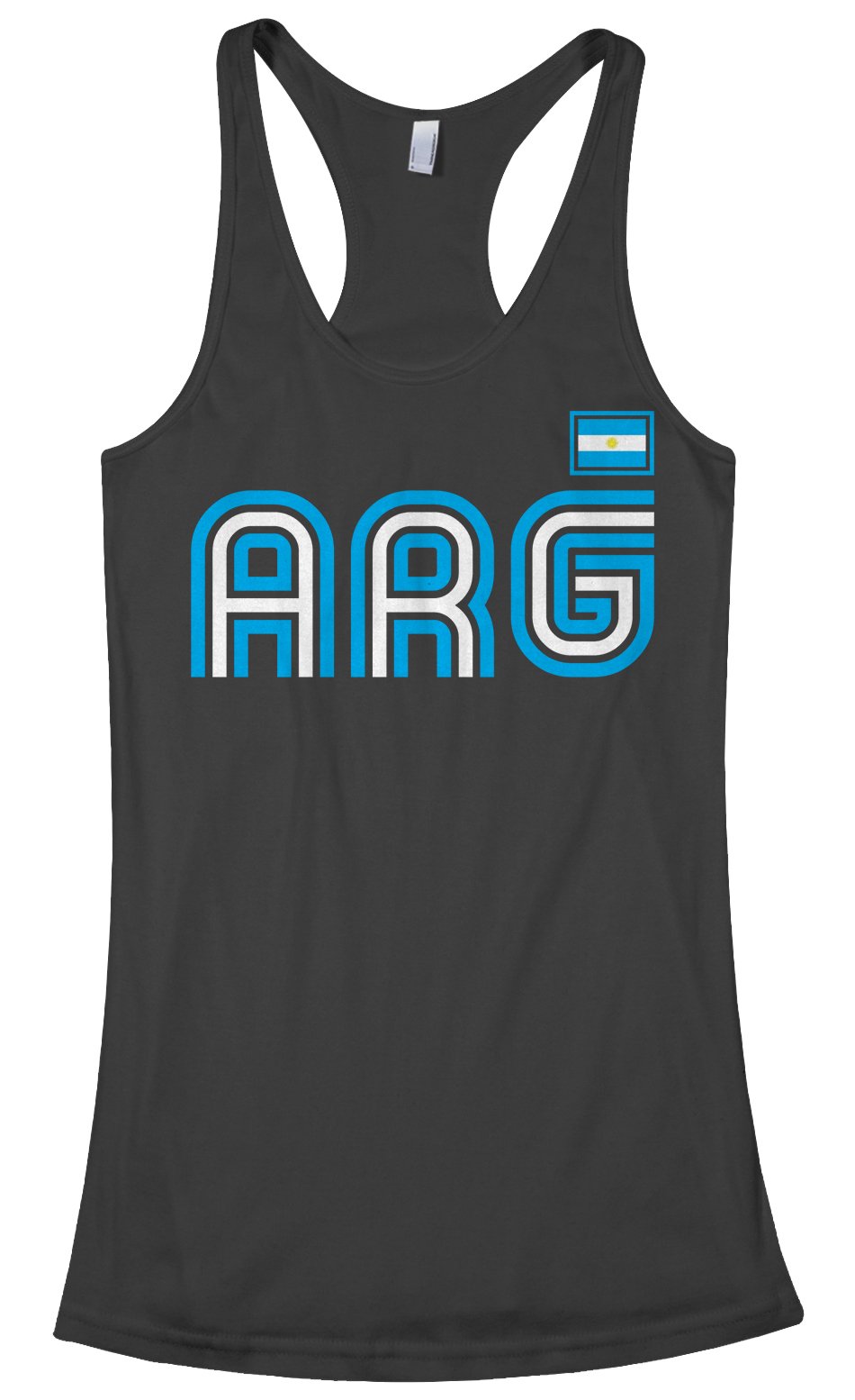 Threadrock Women's Argentina Athletic Retro Racerback Tank Top - Breathable Workout Shirt for Running, Yoga & Gym - Vintage Style Fitness Apparel