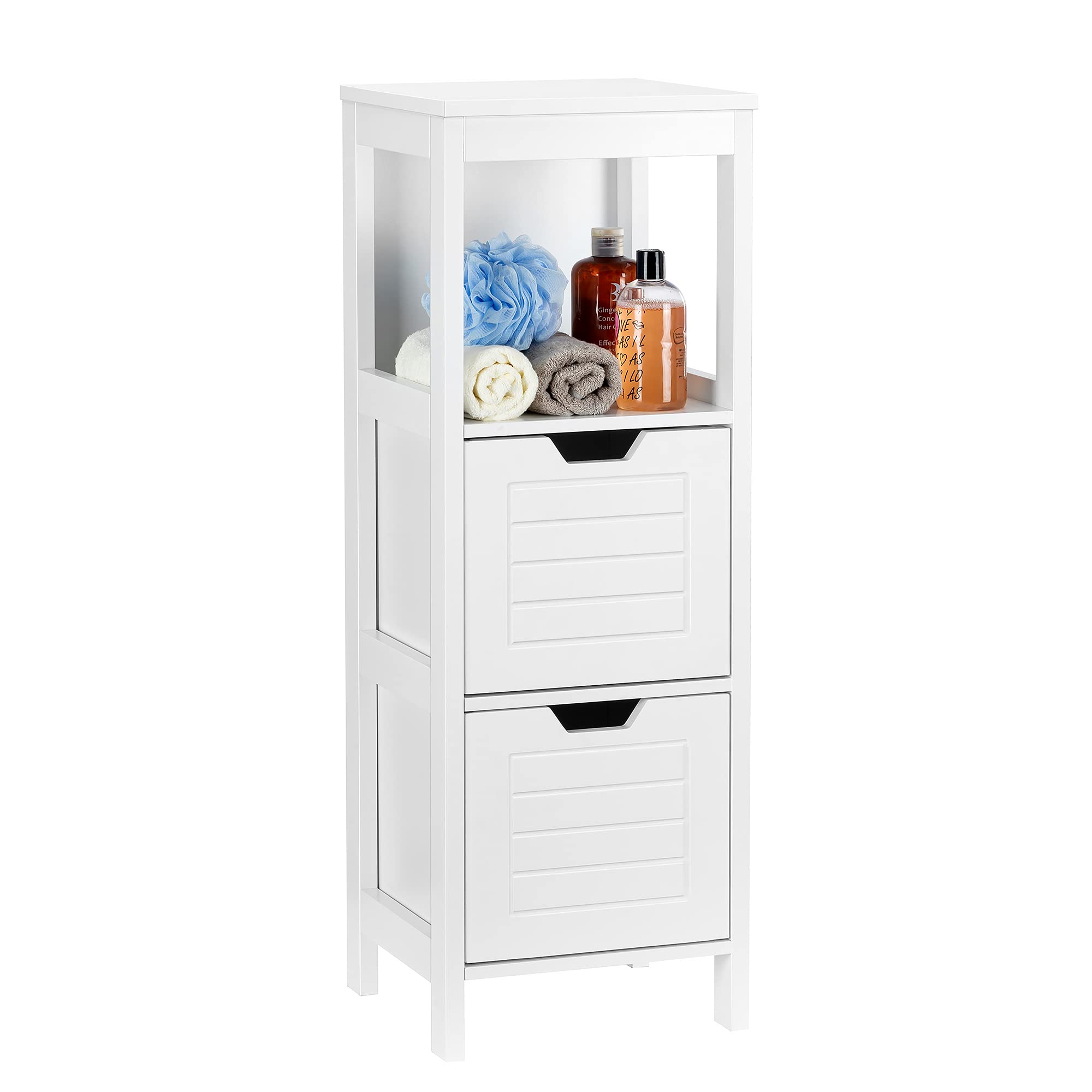 ZENODDLY White Bathroom Storage Cabinet with Drawers & Shelves - Wooden Organizer for Towels, Toiletries & More - Perfect for Bathroom, Laundry Room, Entryway & Kitchen Storage Organization