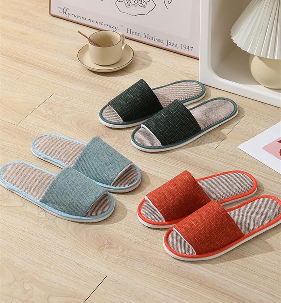 5-6 Pairs Non-Slip Disposable Spa Slippers for Guests - Washable Foldable Linen Open-Toe House Slippers for Women & Men - Perfect for Hotels, Spas, Salons, and Home Use