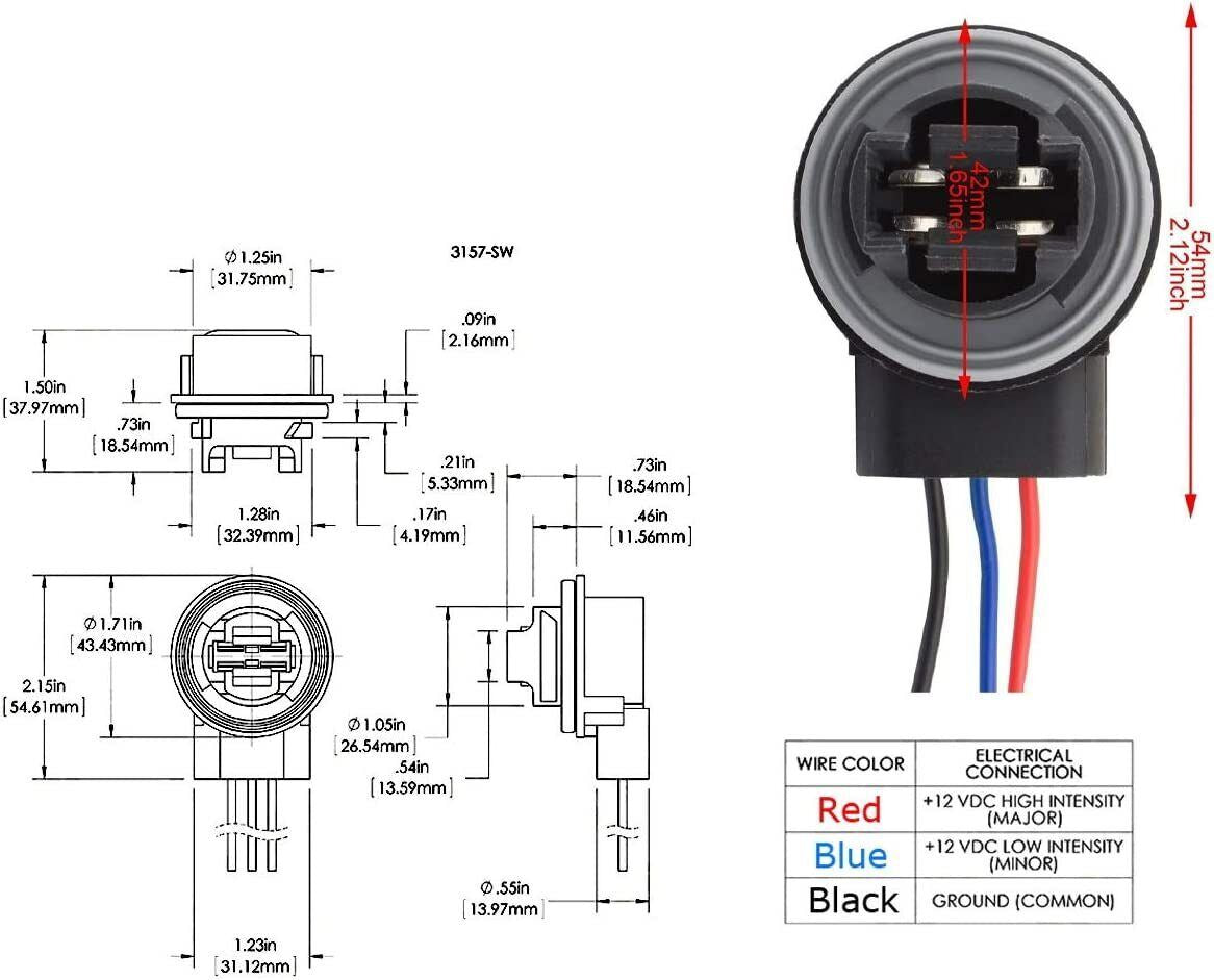 3157 3357 4157 T25 LED Bulb Socket Harness - Compatible with Brake Turn Signal Lights, Replacement for Stock Wires - Perfect for Car, Truck, SUV Lighting Upgrades