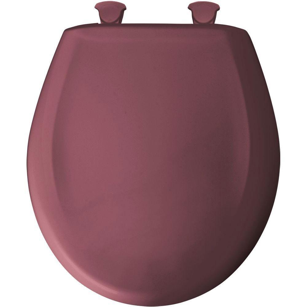 Bemis Round Closed Front Toilet Seat in Raspberry 480855 - Soft Close Hinges, Durable Plastic - Perfect for Bathroom, Guest Room & RV Toilet Upgrade
