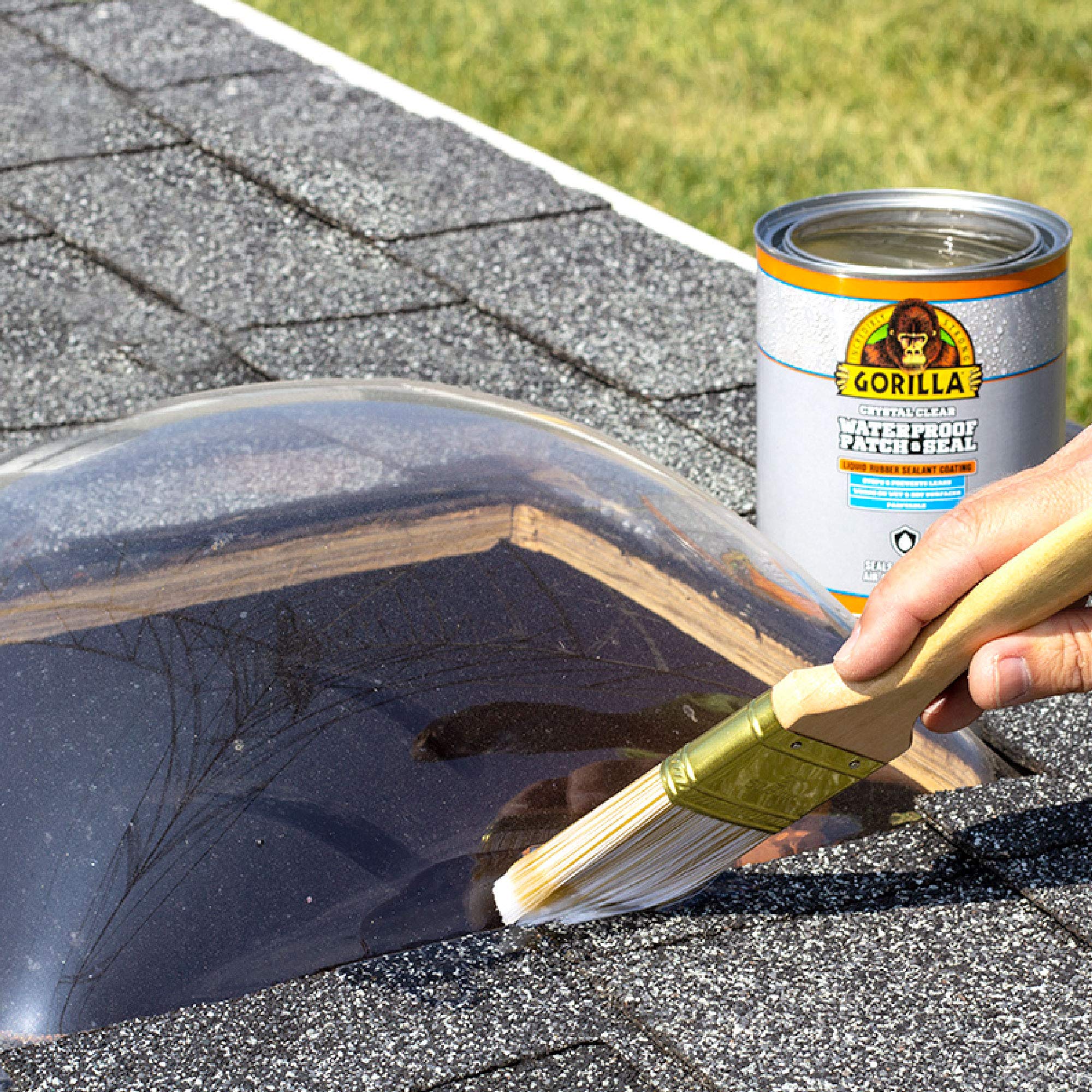 Gorilla Waterproof Patch & Seal Liquid Rubber Sealant - Crystal Clear, 32oz (4-Pack Bulk) - Ideal for Roof Repairs, Plumbing Leaks, Gutters & DIY Home Projects