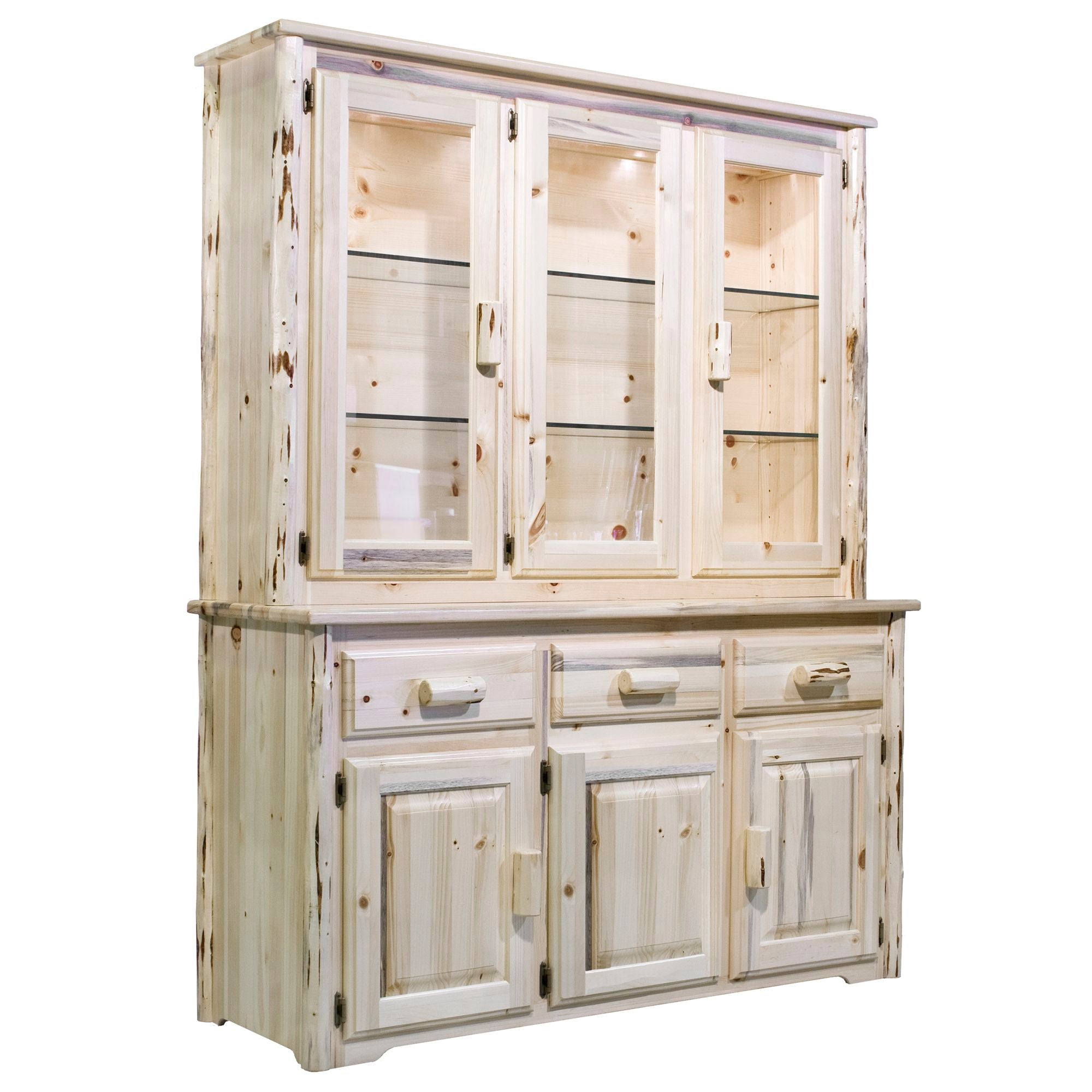 Montana China Hutch - Elegant Display Cabinet for Fine China & Collectibles - Perfect for Dining Room, Kitchen, or Living Room Decor